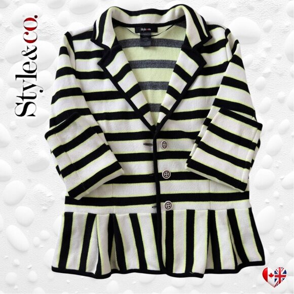 **Very Cute & Cozy Striped Knitted Jacket - Style & Co, Size Medium** - Picture 1 of 9